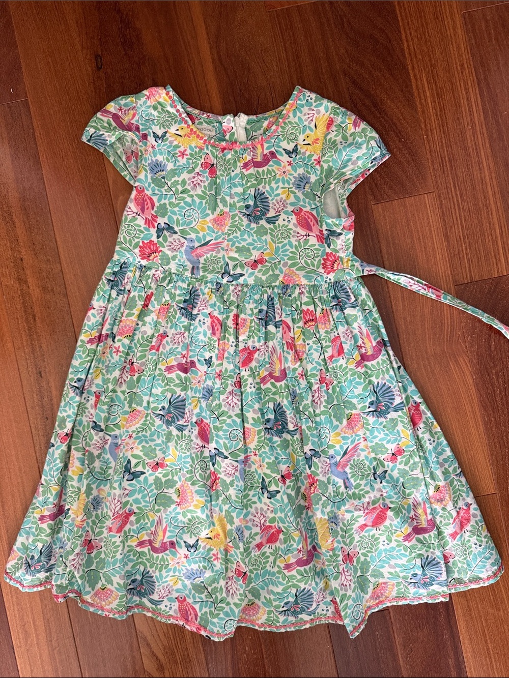 Monsoon Mint Green Floral & Bird Print Dress